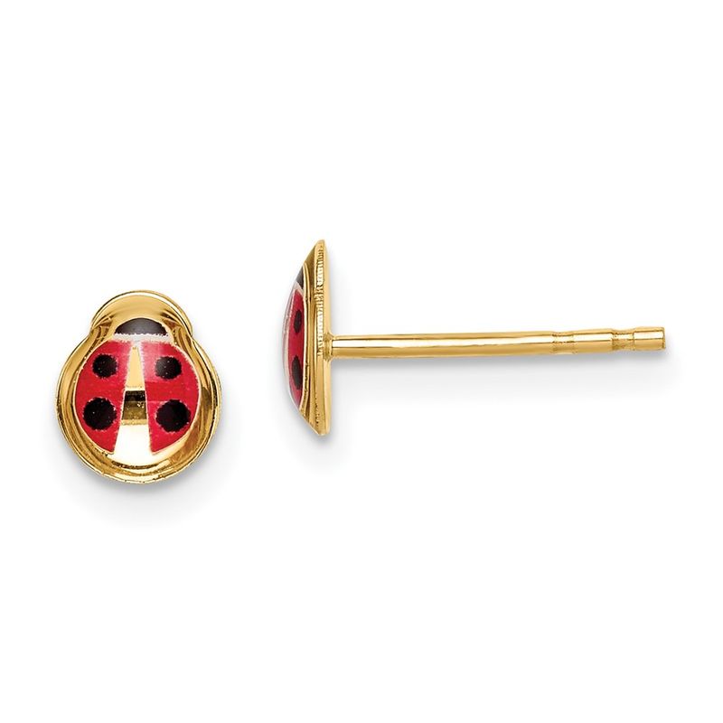 14k Yellow Gold Madi K Enamel Ladybug Post Earrings